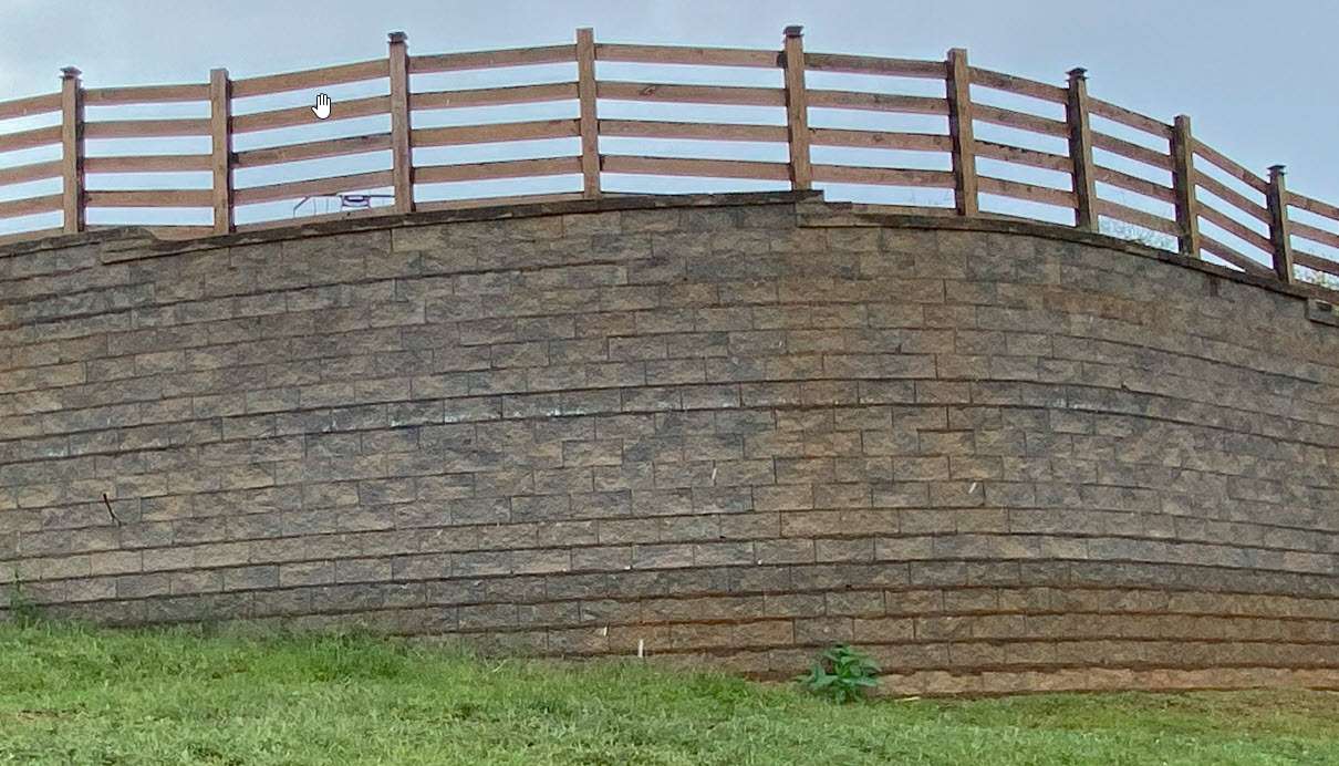 Massive modular block retaining wall on Suwanee horse farm