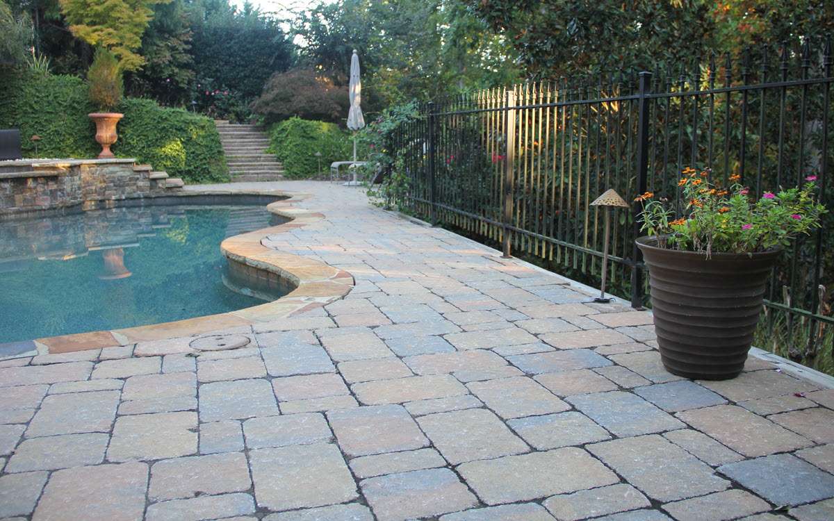 Pool deck stone paver job in Suwanee Ga
